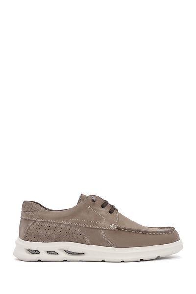Derimod Men's Beige Lace-Up Nubuck Leather Loafer 25Sfd6034V3