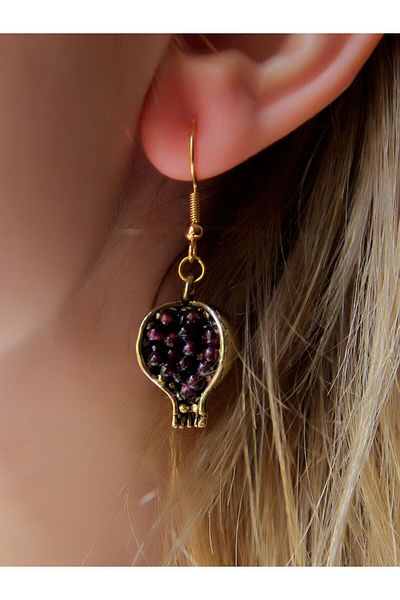 esha Natural Stone Garnet (Lal) Natural Stone Pomegranate Model Women's Earrings Necklace Set Eus3G