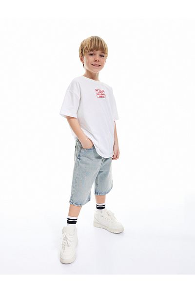 Koton Cotton Printed White Boy's T-Shirt 5Skb10485Tk