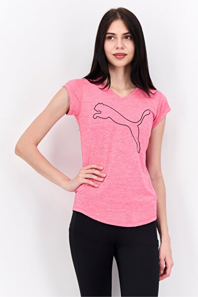 Puma تيشيرتات رياضية نسائية بأكمام قصيرة، وردي/أسود