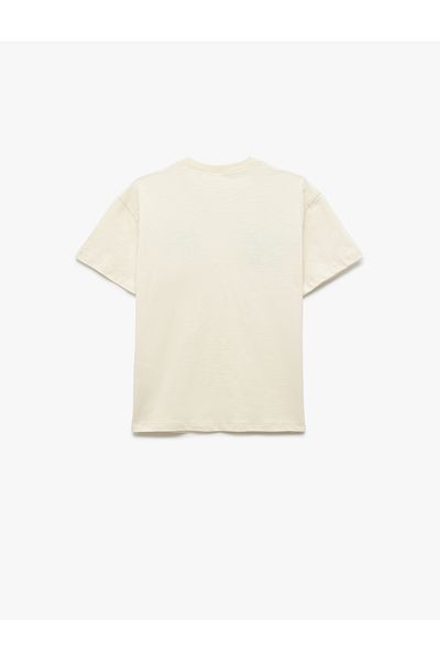 Koton Cotton Embroidery Detail Crew Neck Short Sleeve T-Shirt