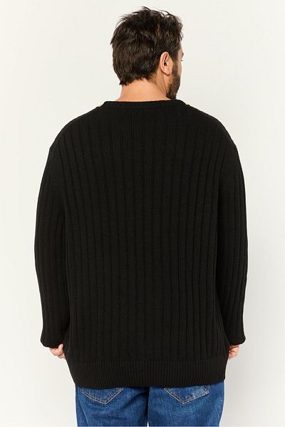 BOSS Men V-neck Textured Cardigan, Black