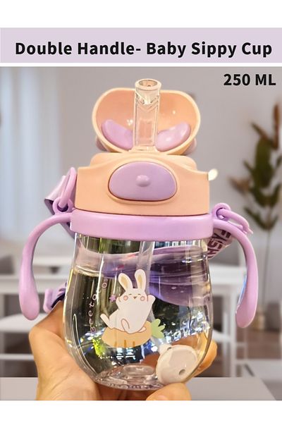 Yelajoy 250ml Baby Trainer Sippy Cup, With Silicone Straw, Double Handles, Gifts For Toddler 6+ Months