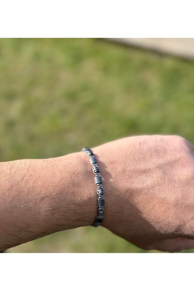 Sırlı Taş Varisit, Hematite Natural Stone Bracelet, Designer Bracelet, Unisex, 4mm 6mm Adjustable with String