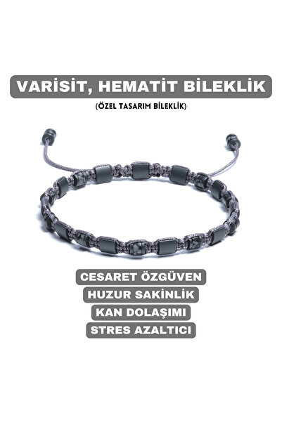 Sırlı Taş Varisit, Hematit Doğal Taş Bileklik, Tasarım Bileklik, Unisex, 4mm ...