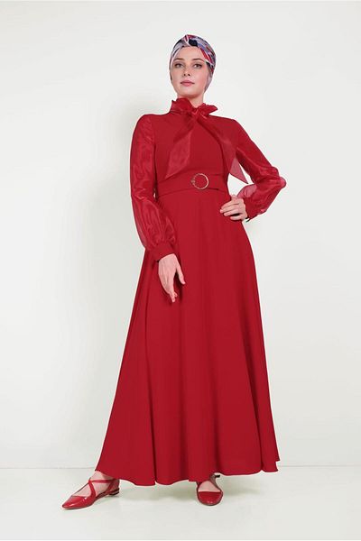 Alvina Neck Tie Towel Detailed Dress 40459