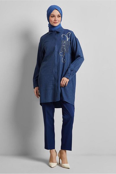Alvina Shirt Collar Tunic Tunic 45334