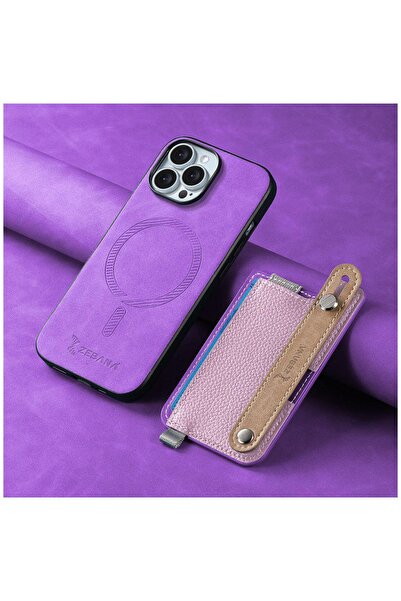 Zebana Apple iPhone 16 Pro Max Uyumlu Kılıf M-safe 2in1 Kartlıklı Best Deri K...