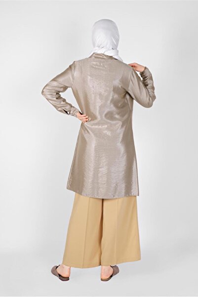Alvina Glossy Fabric Tunic with Buttons 41260