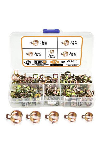 Choice 75Pcs 6-10mm Manganese Steel Spring Driven Hose Clamp Low Pressure Air Clamp Fastener Sorting Kit...