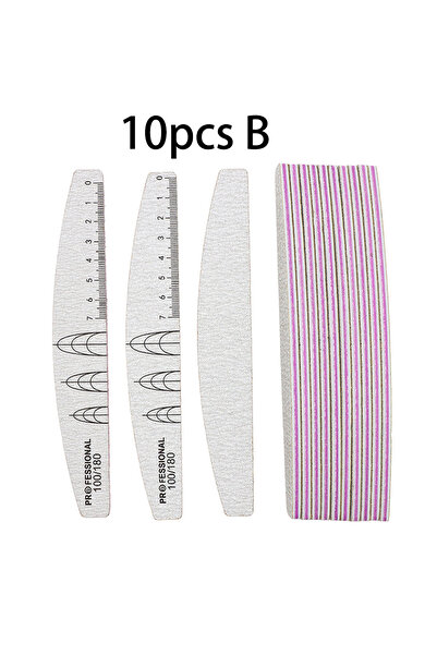 choice2 10 قطع من مبرد الأظافر B بحبيبات 100/180/240، مبرد أظافر نصف قمري، ور...