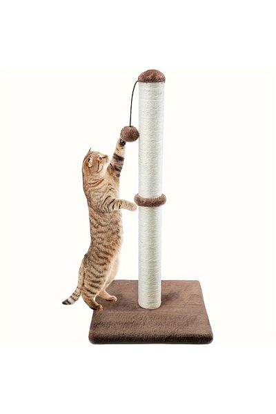 Choice Brown Two Section Vertical Sisal Material Safe Cat Climbing Frame Tree Modern Stable Design Cat Scra