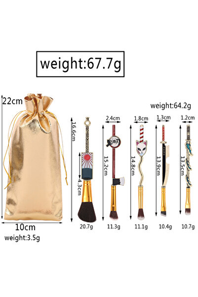 Choice MS0161 5 قطع من فرش المكياج من Demon Slayer Kimetsu no Yaiba مجموعة أدوات تنكرية للنساء بودرة ظلال العيون