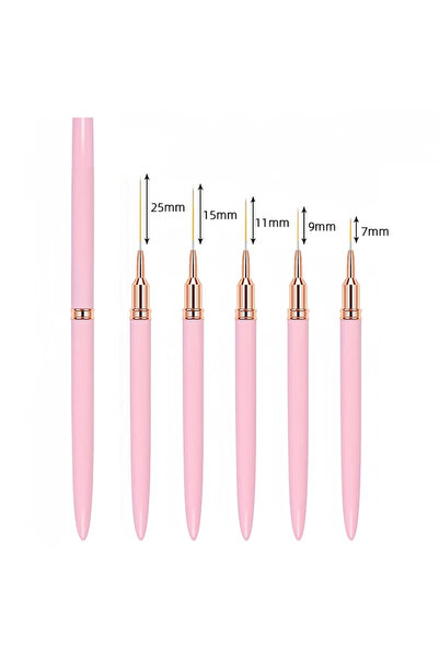Choice B051-قلم فرشاة أظافر وردي، 5 قطع/مجموعة فرش رسم خطوط طويلة احترافية