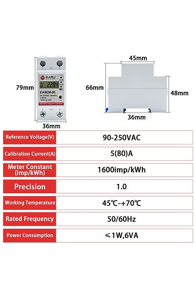 EARUELETRIC Wifi Smart Power Energy Meter Consumption Kwh Voltmeter 90-250v Din Rail Remote Control Switch Sm...