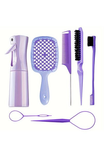 Choice مجموعة تصفيف الشعر الأرجوانية لجميع أنواع الشعر - مجموعة من 7 قطع مع ف...