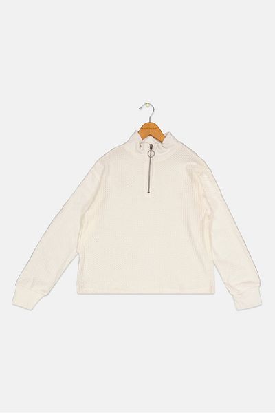 Nine 1 Eight Kids Girl Long Sleeve Knitted Sweater, Off White