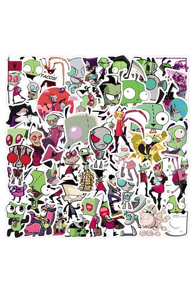 Choice X652-55PCS 55PCS Invader Zim Stickers Paster Cartoon Characters Anime Funny Decals Scrapbooking DIY