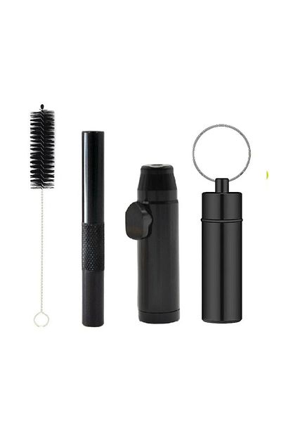 Choice Black All-in-One Kit Metal Bullet Dispenser Aluminum Alloy Tube Portable Stash Jar Container Cleanin