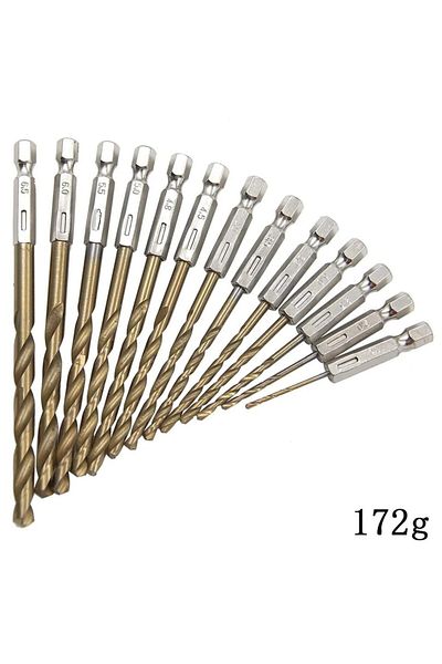 Choice 13PC 13Pcs Cobalt Drill Bits Set, M35 HSS 135 Degree Tip, Twist Jobber Length Drill Bit Kit for Hard