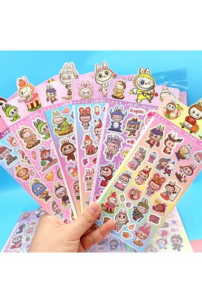 Choice 20Sheets 20Sheets Labubu Sticker Laser Cute Cartoon Graffiti Decoration Notebook Scrapbook Laptop Lu
