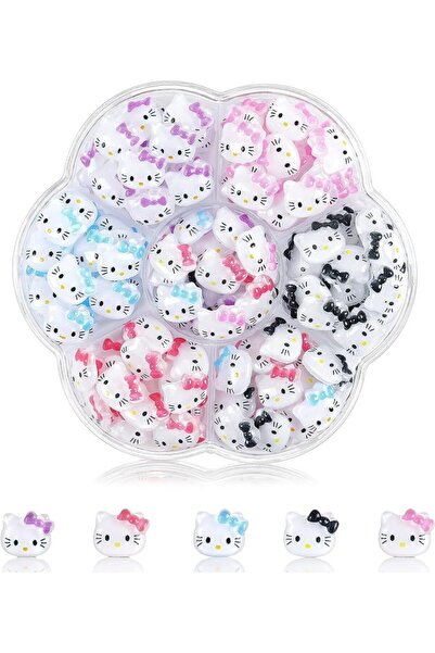 Choice مجموعة 7 (70 قطعة) 70 قطعة من زينة أظافر كاواي من القماش على شكل هالو كيتي كورومي من أحجار الراين لتزيين الأظافر