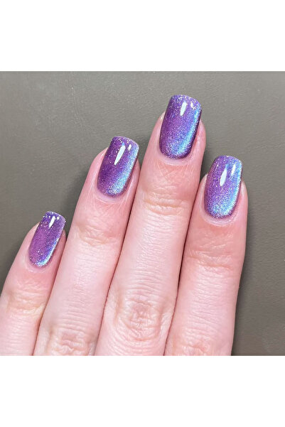 Choice1 24 قطعة أظافر صناعية قصيرة مربعة الشكل للنساء على شكل عيون قطة لامعة ...