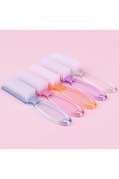 Choice Mix 4 Color 4Pcs Transparent Nail Brush Cleaning Brushes Plastic Handl...