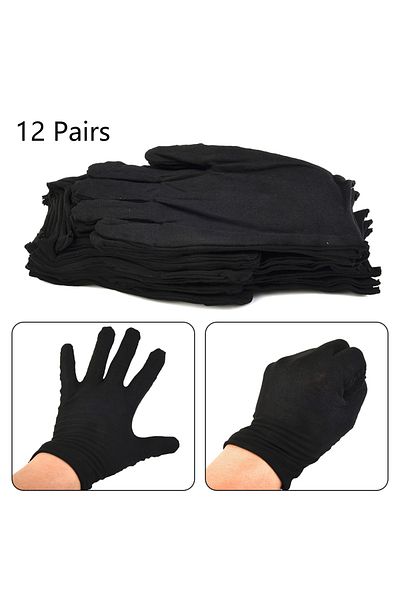 Choice A 12 Pairs Black Cotton Gloves Soft Large Sensitive Cleaning Dry Moisturizing Hand Protection House.