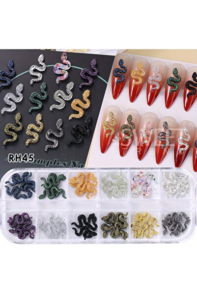 Choice RH45 12 شبكة بانك قوطي ثعبان زينة الأظافر سحر الراتنج والمعادن تصميم ا...