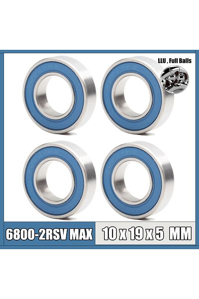 Choice 6800 2RSV MAX Bearing 10x19x5 mm 4Pcs C2 Full Balls Bicycle Pivot Repair Parts 6800 2RS RSV Ball ...