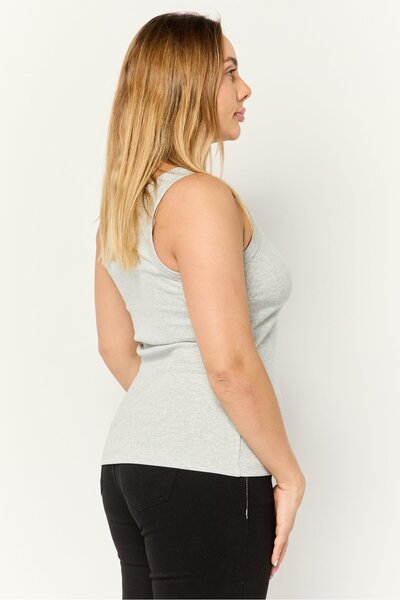 Esprit Women Round Neck Sleeveless Ribbed Tank Top, Grey