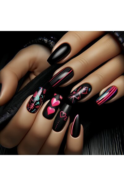 Choice 1698 24 قطعة/مجموعة أظافر صناعية قصيرة ومتوسطة الحجم بأطراف أظافر مربع...