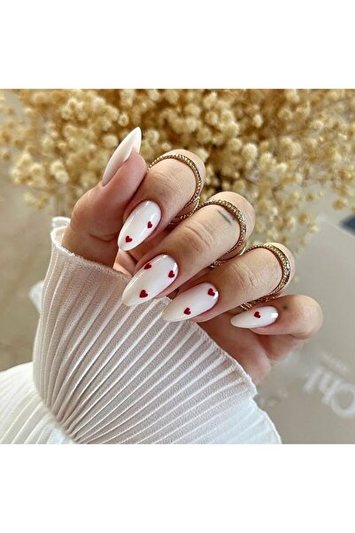 Choice QHW1051 24 قطعة أظافر فرنسية طويلة على شكل قلب لوزية مع 1 جيلي جل و1 م...