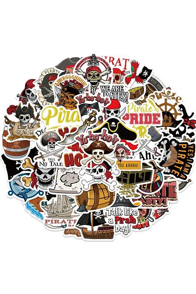 Choice 50PCS New Trendy Cartoon Cool Pirate Graffiti Helmet Water Cup DIY Waterproof PVC Children's Toy ...