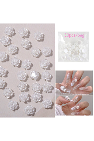 Choice 30 قطعة بيضاء و20 قطعة من فيونكة الدانتيل و30 قطعة من خرزات الأظافر ثل...