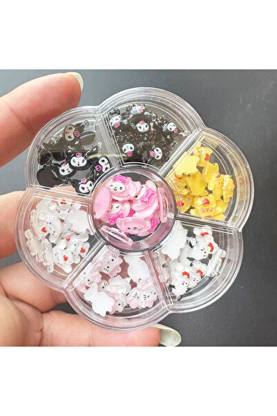 Choice مجموعة Q (70 قطعة) 70 قطعة من زينة أظافر كاواي من القماش على شكل هالو كيتي كورومي من أحجار الراين