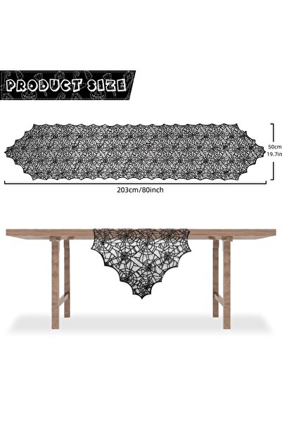 Choice مفرش طاولة كبير من قطعة واحدة لتزيين الهالوين، مفرش طاولة من الدانتيل ...