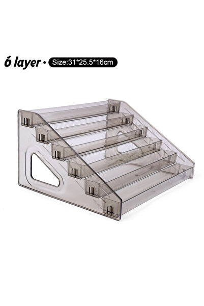 Choice حامل عرض طلاء أظافر أكريليك شفاف مكون من 6 طبقات، رمادي، رف تخزين بلاس...