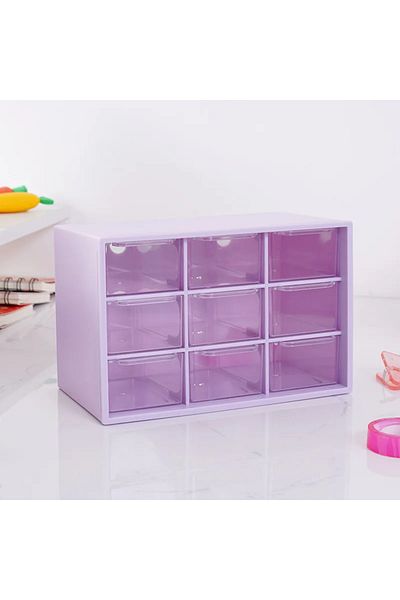 Choice Purple 9 Grid Drawer Organizer Transparent Small Drawer Partitioned Student Desk Wall-mounted Sundri