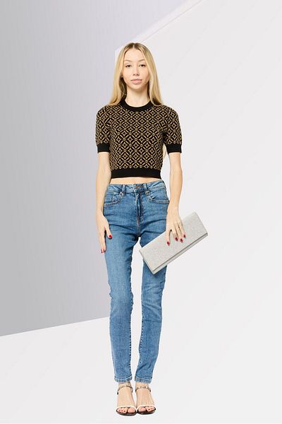 Michael Kors Women Crew Neck Short Sleeves Allover Print Tops, Multicolor