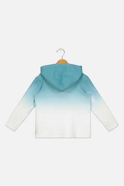 Andy & Evan Kids Boy Ombre Print Long Sleeves Hoodie, Aqua/white