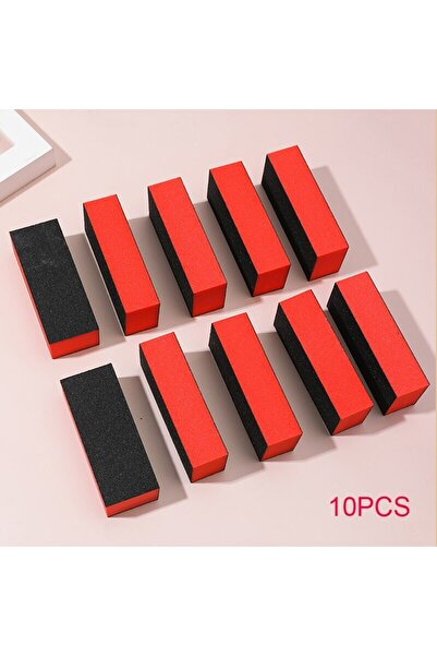 Choice 10 قطع - أحمر 5/10 قطع من مبردات الأظافر الاحترافية، ورق صنفرة أسود عا...