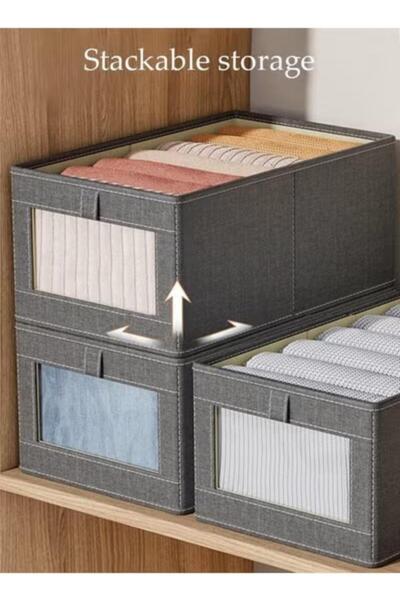 Generic صندوق تخزين خزانة ملابس قابل للطي من دونيسو، مكون من 3 قطع، صندوق تخزين خزانة ملابس قابل للغسل مع مقبض لتخزين الألعاب