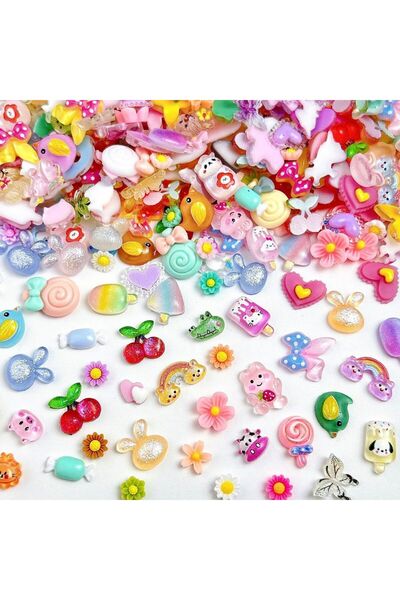 Choice مزيج 100 قطعة من زينة أظافر زهور الفراولة المختلطة العشوائية من الراتن...