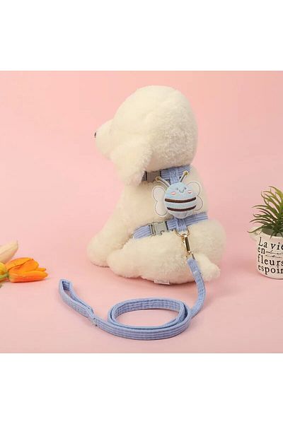 Choice S Blue Escape Proof Cat Harness and Leash Set Adjustable Mesh Dog Harness Vest Puppy Pet Walking Lea