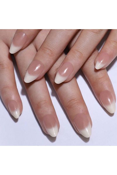 Choice Blue 24PCS Press On Nails Short Almond Pink High Saturation Gradation Cute Glitter Press On Nails Su