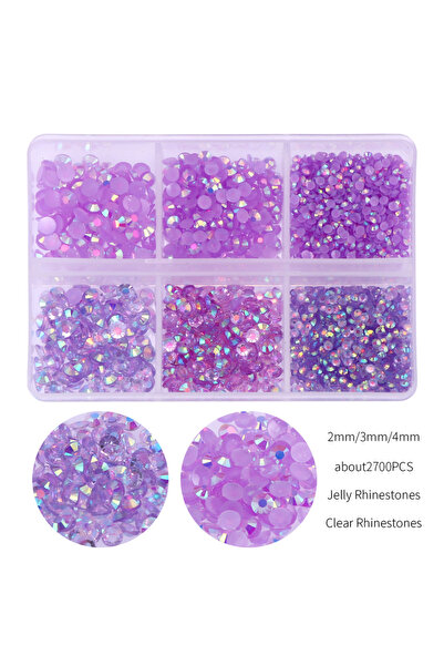 Choice1 Light purple 2700Pcs/Box 2/3/4mm AB Jelly Nail Rhinestones Resin Flat...