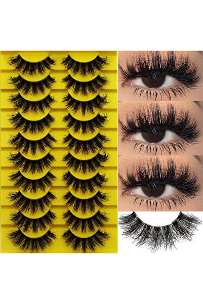Choice 18mm 10 Pairs False Fluffy Russian Strip Lashes 3D Fake Lashes Makeup Messy False Eyelashes Fluffy T