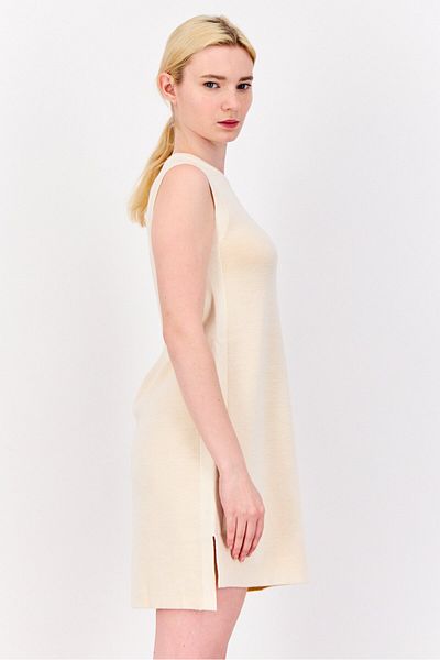 Esprit Women Solid Mini Dress, Cream